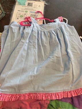 Red Beans Girls Size 4T Blue Pink Ruffle Boutique 2-Piece Outfit